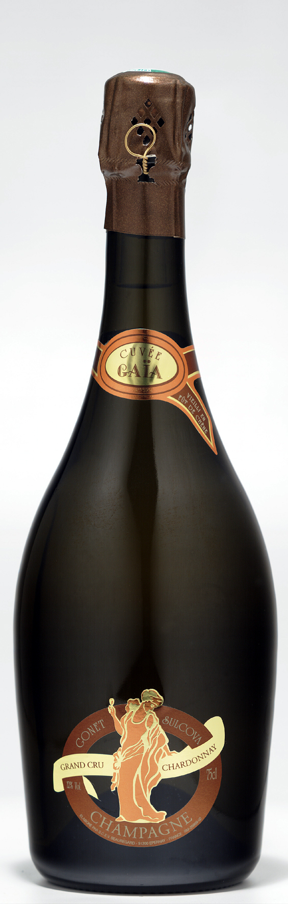 Capsule de champagne GONET-SULCOVA 19b. Métal noir et blanc
